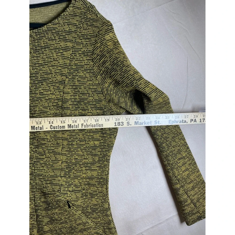 H&M A-Line Dress Womens L Mustard Black Excellent Textured Knit Zipper Pockets